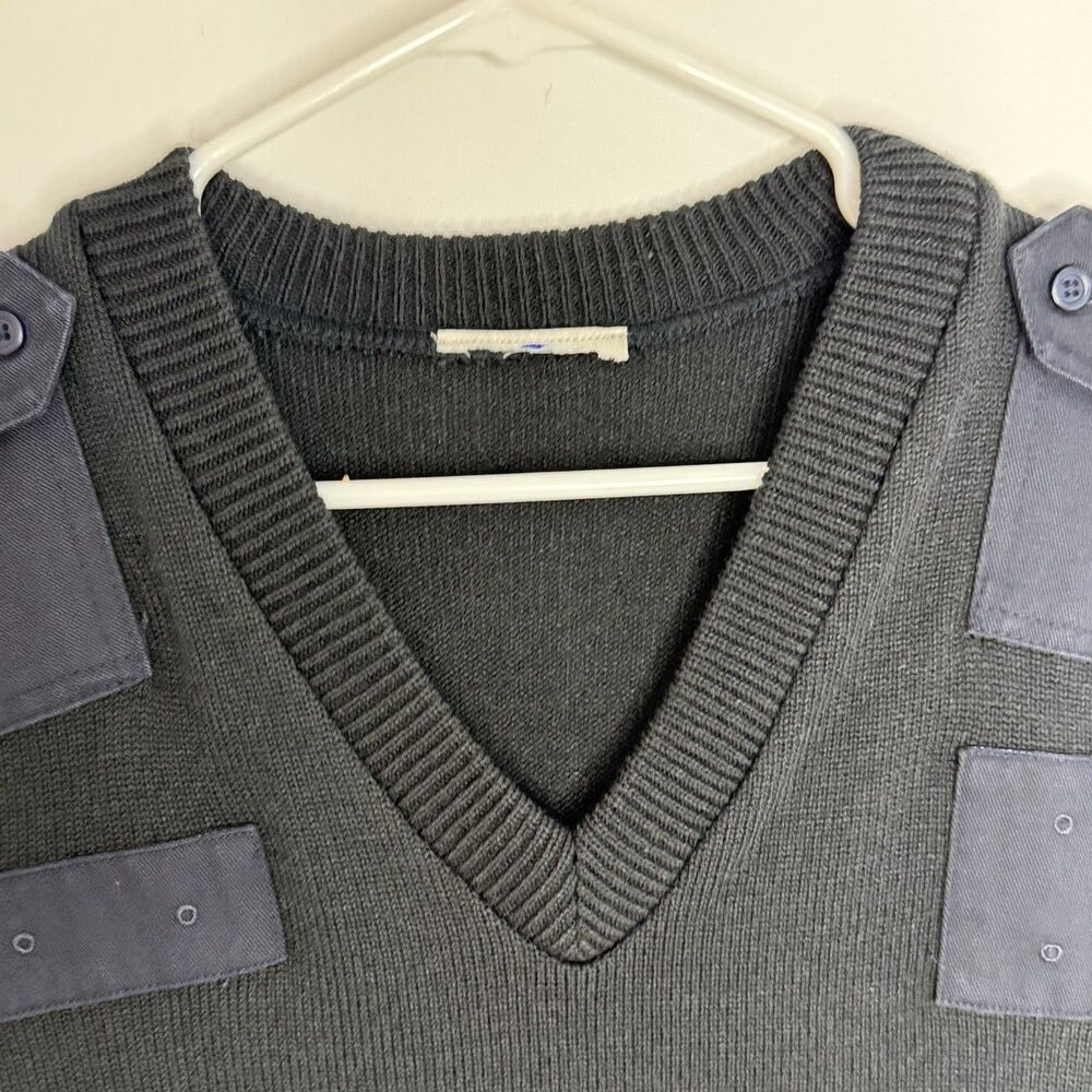 Sweater Vest Uniform Black With Blue Knit Size L VF Imagewear - Picture 4 of 10